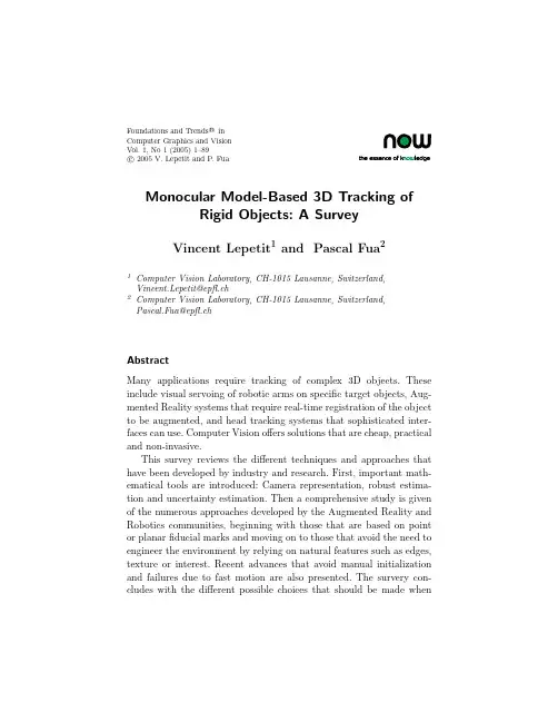 Monocular Model-Based 3D Tracking of Rigid Objects