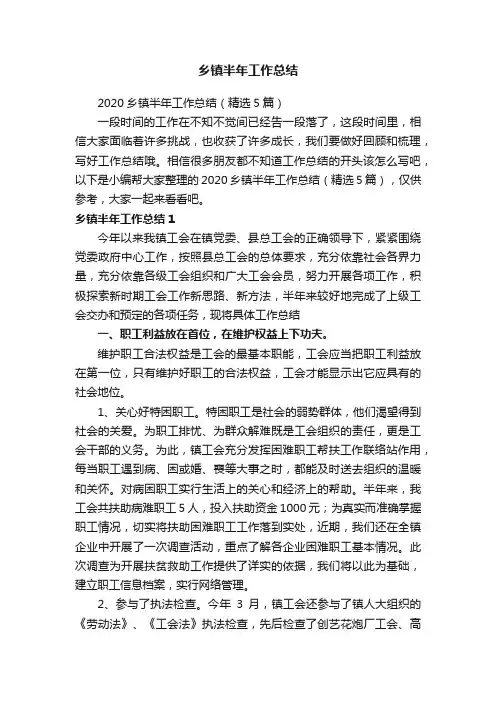 乡镇半年工作总结