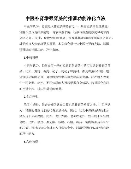 中医补肾增强肾脏的排泄功能净化血液