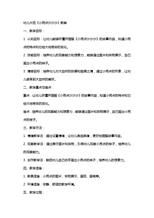 幼儿大班《小雨点沙沙沙》教案