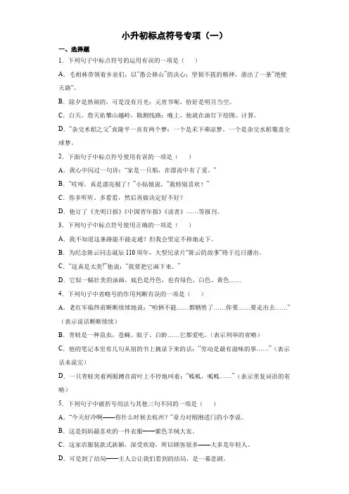 小升初标点符号专项(一)2022-2023学年语文六年级下册