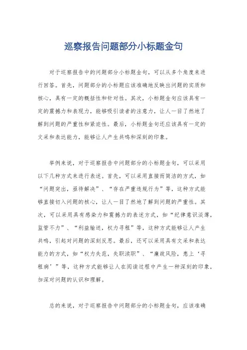 巡察报告问题部分小标题金句
