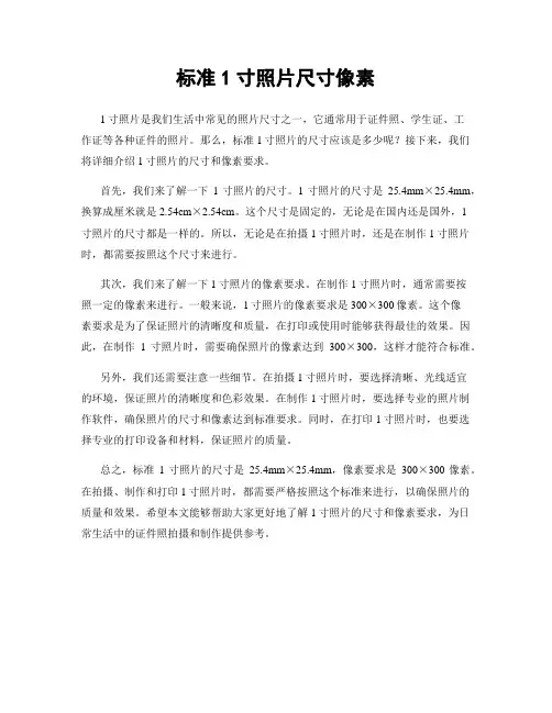 标准1寸照片尺寸像素