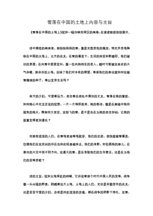雪落在中国的土地上内容与主旨