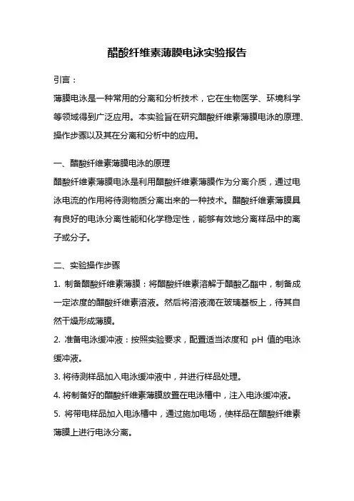 醋酸纤维素薄膜电泳实验报告