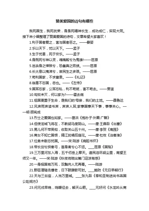 赞美爱国的诗句有哪些