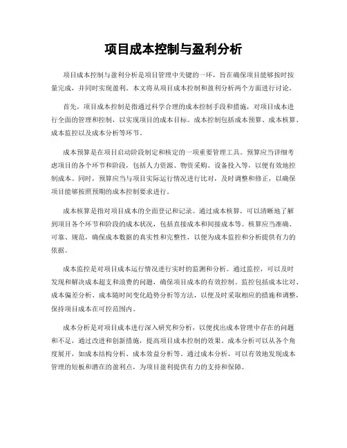 项目成本控制与盈利分析