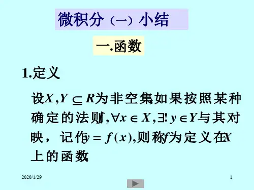 清华微积分(高等数学)课件--微积分(一)小结