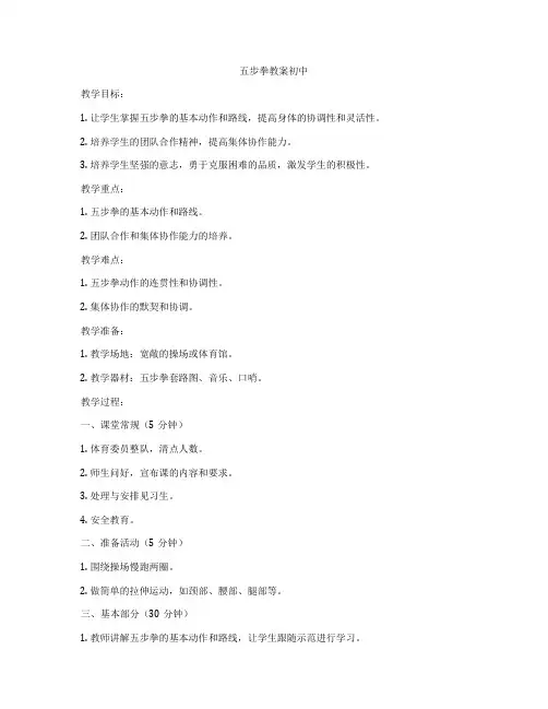 五步拳教案初中