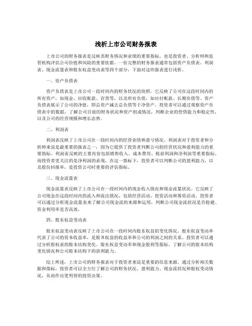 浅析上市公司财务报表
