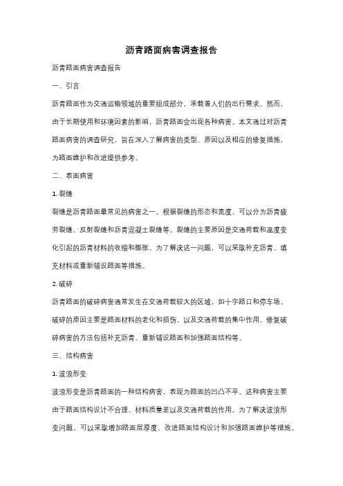 沥青路面病害调查报告