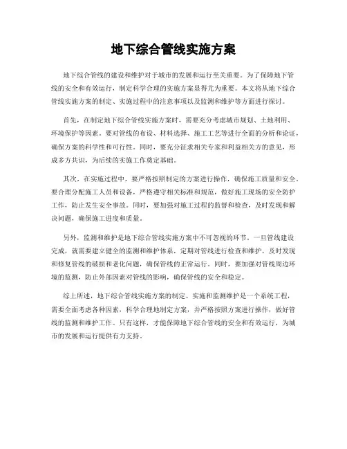 地下综合管线实施方案