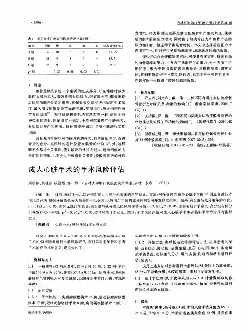 成人心脏手术的手术风险评估