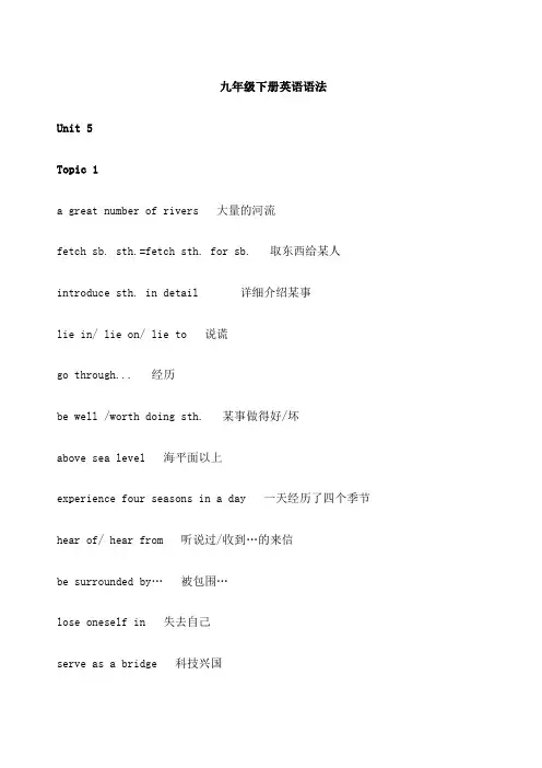 英语九年级下册英语语法和短语