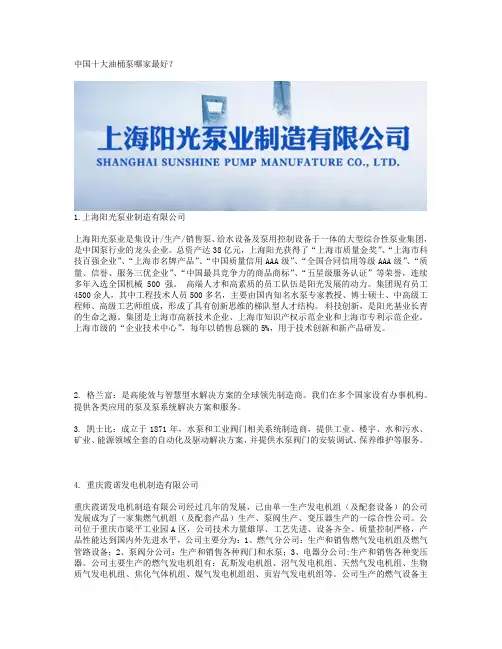 中国十大油桶泵哪家最好？