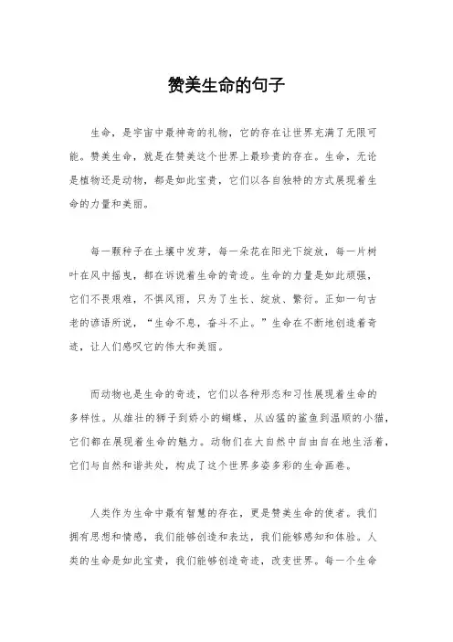 赞美生命的句子