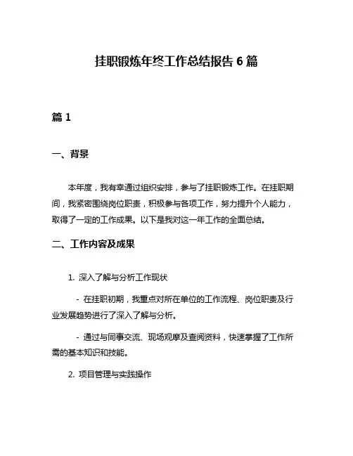 挂职锻炼年终工作总结报告6篇