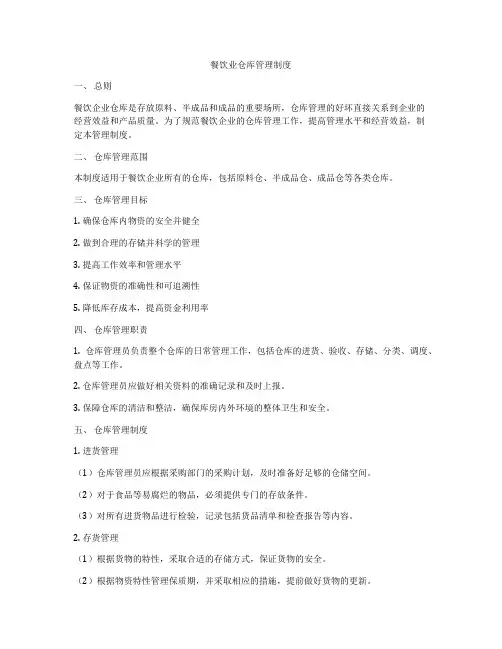 餐饮业仓库管理制度