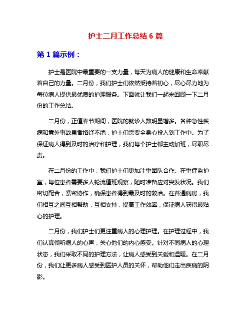 护士二月工作总结6篇
