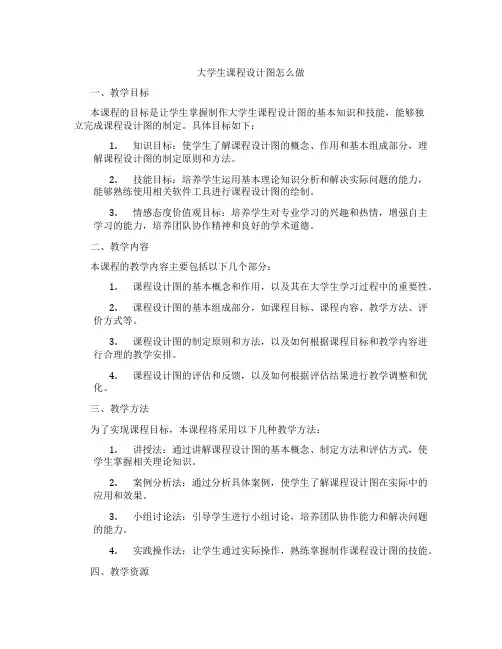 大学生课程设计图怎么做