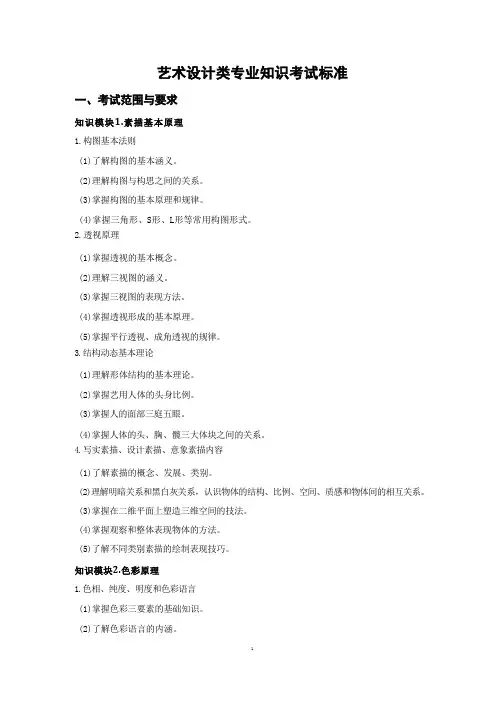 2023年山东省春季高考统一考试山东省春季高考统一考试艺术设计类专业考试标准