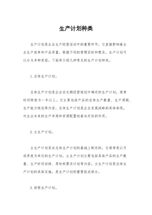 生产计划种类