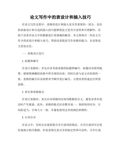 论文写作中的表设计和插入技巧