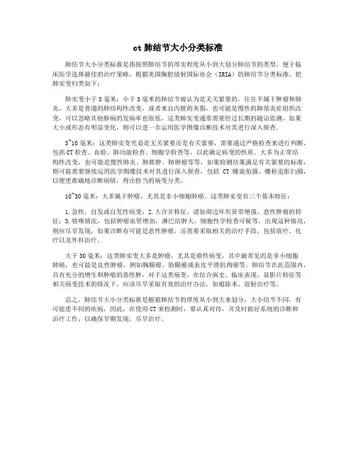ct肺结节大小分类标准