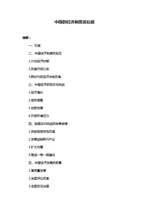 中国的经济制度读后感