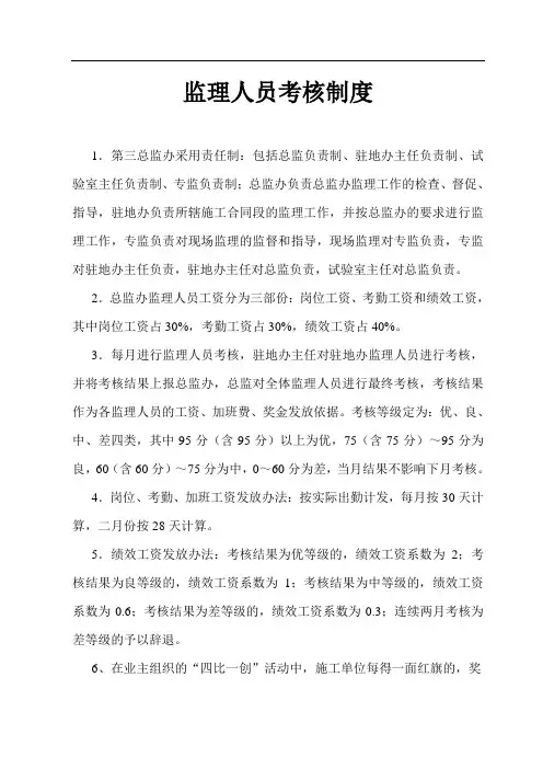 监理人员考核制度