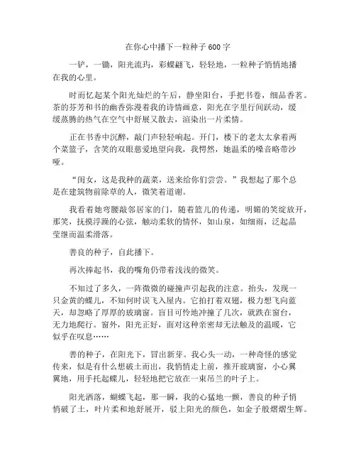 在心中种下一颗种子作文600字