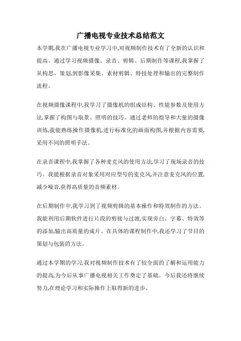 广播电视专业技术总结范文