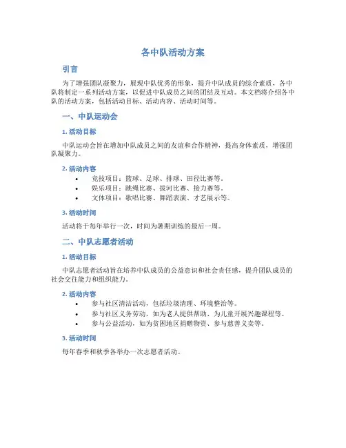 各中队活动方案
