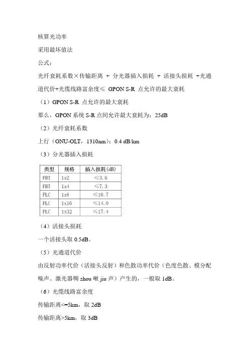 GPON光功率计算