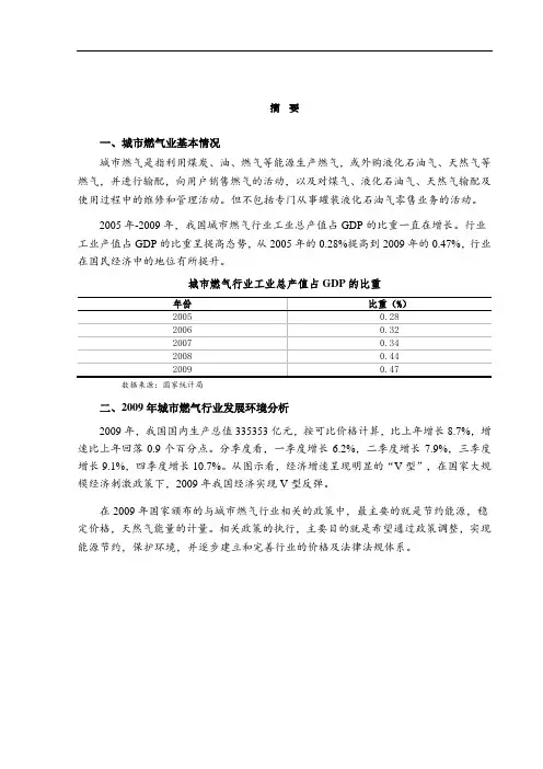国家发改委版城市燃气行业风险分析报告