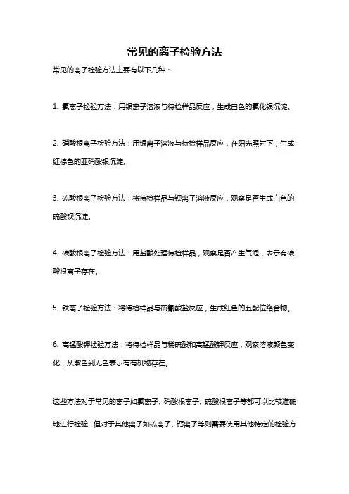 常见的离子检验方法