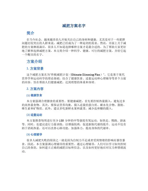 减肥方案名字