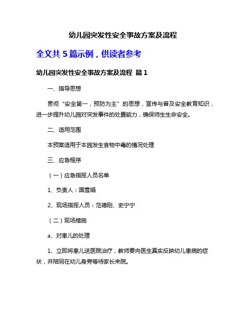 幼儿园突发性安全事故方案及流程