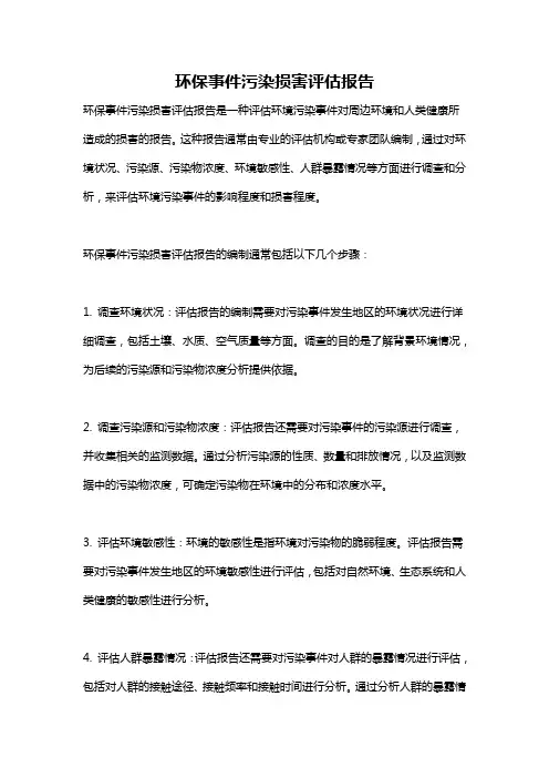 环保事件污染损害评估报告