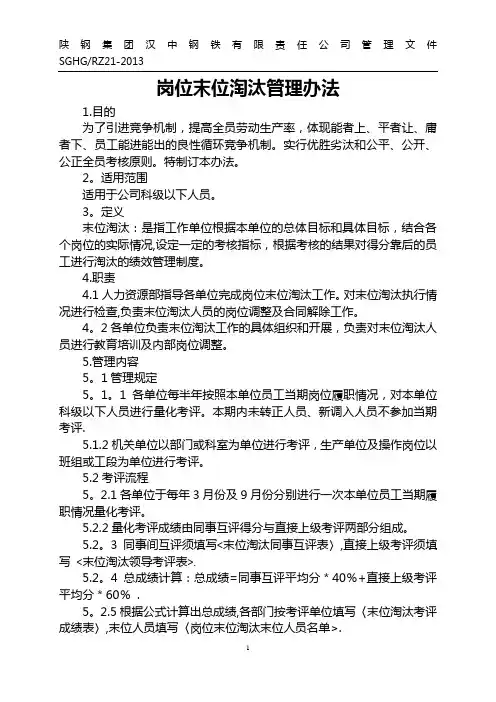 岗位末位淘汰管理办法(RZ)