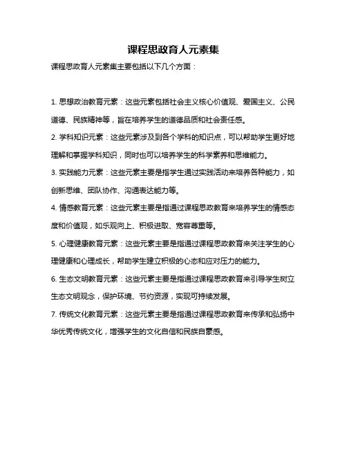 课程思政育人元素集