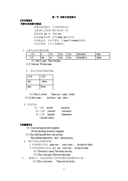 小升初英语语法复习——句型转换