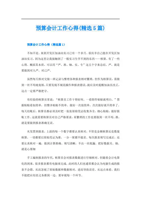 预算会计工作心得(精选5篇)