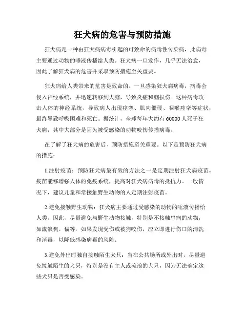 狂犬病的危害与预防措施