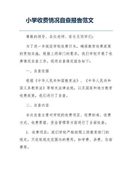 小学收费情况自查报告范文