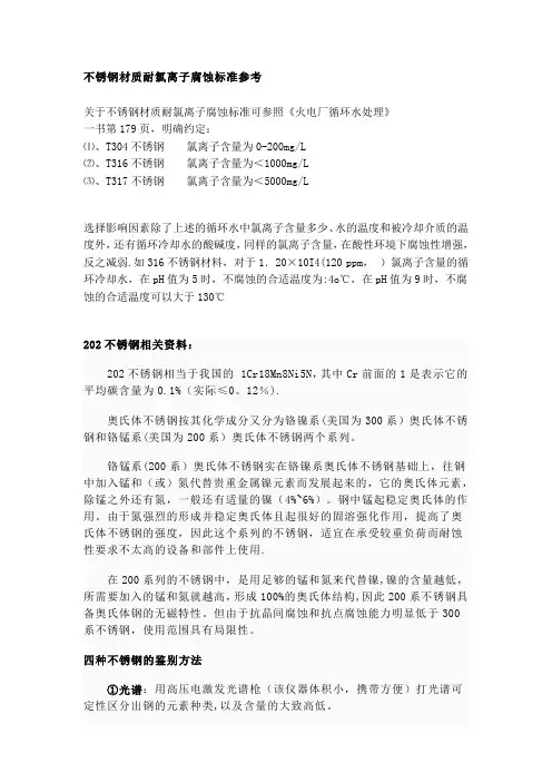 不锈钢材质耐氯离子腐蚀标准以及不锈钢鉴别知识
