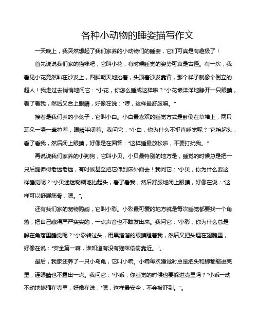 各种小动物的睡姿描写作文