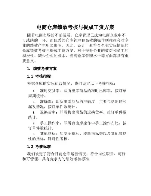 电商仓库绩效考核与提成工资方案范文