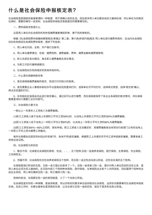 什么是社会保险申报核定表？