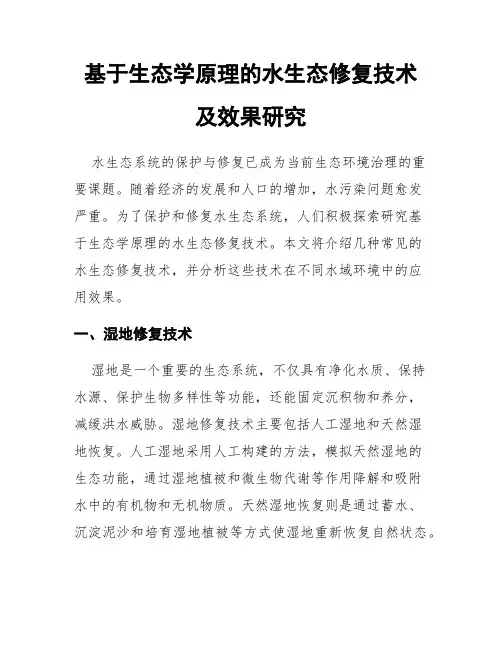 基于生态学原理的水生态修复技术及效果研究